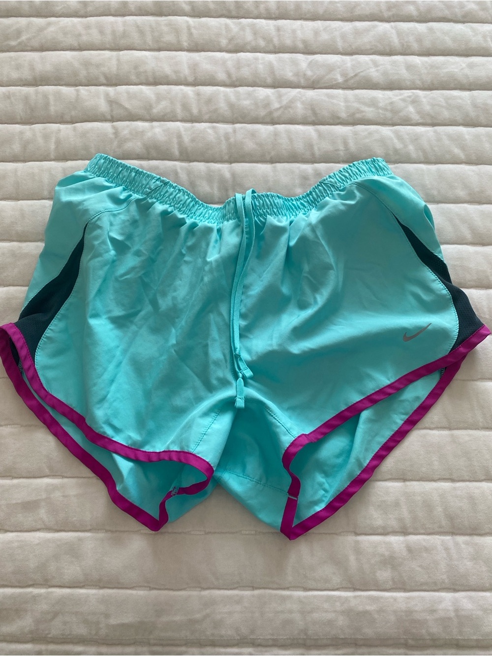 Nike Women's Aqua Running Shorts with Purple Trim